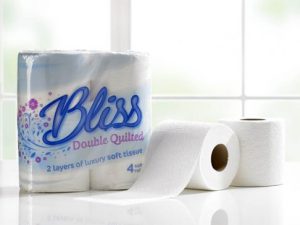 BLISS DOUBLE QUILTED LUXURY TOILET TISSUE ROLL 10 X 4 ROLLS