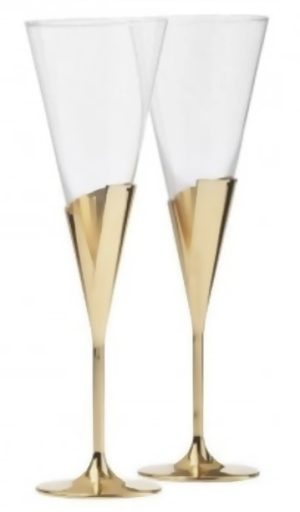 OLIVIA & OLIVER RILEY FLUTE GLASS SET - GOLD
