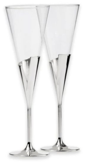 OLIVIA & OLIVER RILEY FLUTE GLASS SET - SILVER