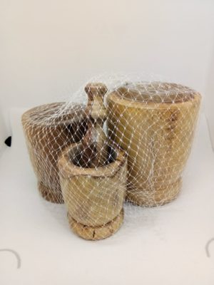 WOODEN PESTLE AND MORTAR PACK OF 3
