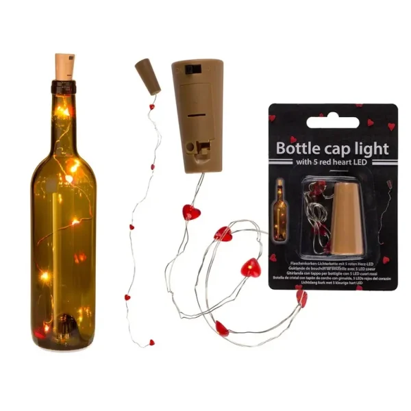 RED HEART LED LIGHT BOTTLE CAP WITH CORK