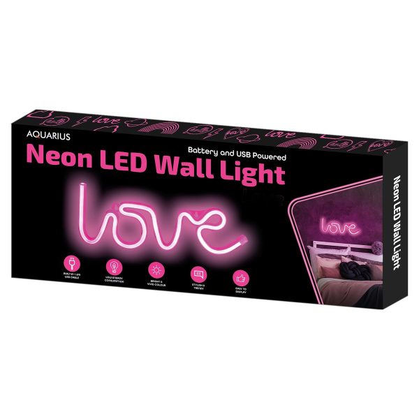 BATTERY OPERATED / USB POWERED NEON LED WALL LIGHT 34CM X 12CM - LOVE