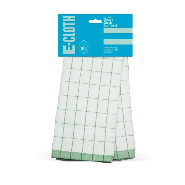 E-CLOTH E-TOWEL CLASSIC CHECK TEA TOWEL - GREEN