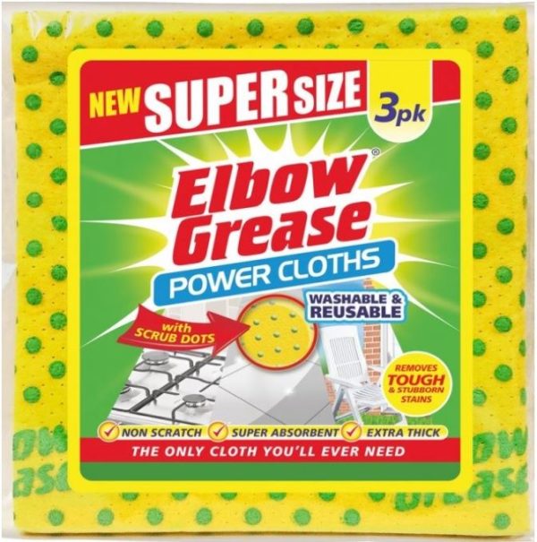 ELBOW GREASE POWER CLOTHS SUPER SIZE PACK OF 3