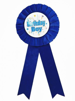 BIRTHDAY BOY ROSETTE BADGE BLUE