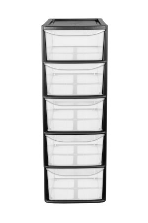 PLASTIC LARGE A4 5 DRAWER TOWER STORAGE UNIT - BLACK