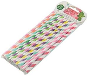APOLLO FLEXI PAPER STRAWS STRIPE Pack Of 40 ASS COLOUR