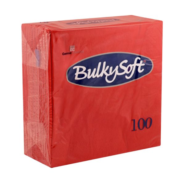 BULKY SOFT 2PLY 4 FOLD NAPKINS 40CM X 40CM PACK OF 100 - RED