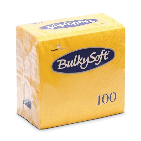 BULKY SOFT 2PLY 4 FOLD NAPKINS 40CM X 40CM PACK OF 100 - YELLOW