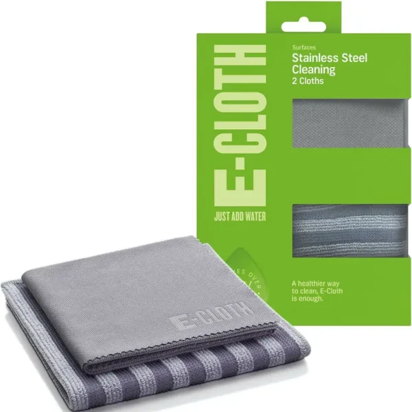 E-CLOTH STAINLESS STEEL PACK OF 2 MICROFIBRE CLEAN & POLISHING CLOTH