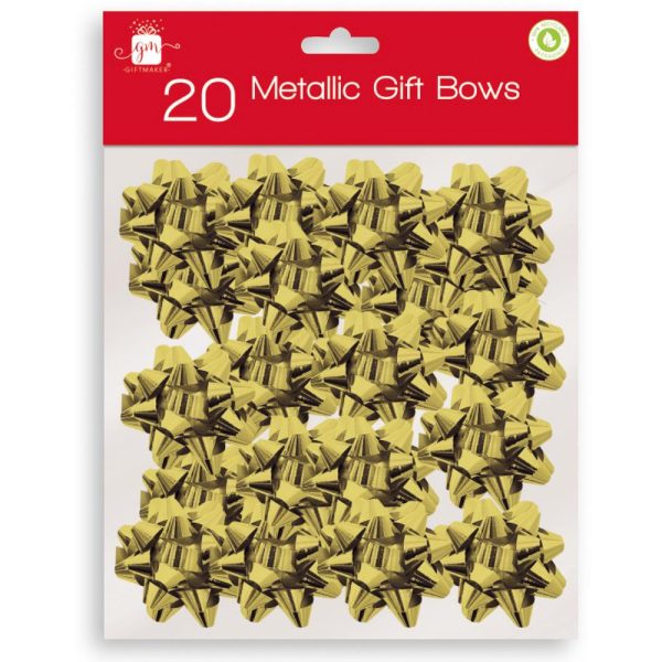 GIFTMAKER GOLD FOIL METALLIC GIFTS BOWS PACK OF 20