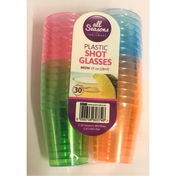 28ML SHOT GLASSES NEON PACK OF 32