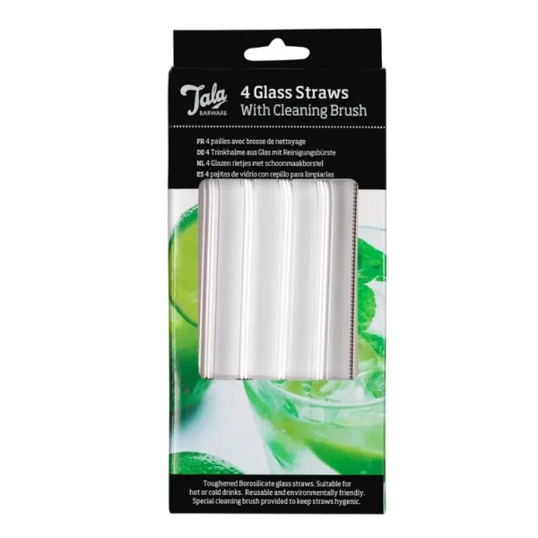 TALA 4 GLASS STRAWS WITH CLEANING BRUSH