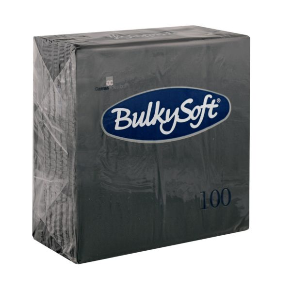 BULKY SOFT 2PLY 4 FOLD NAPKINS 40CM X 40CM PACK OF 100 - BLACK