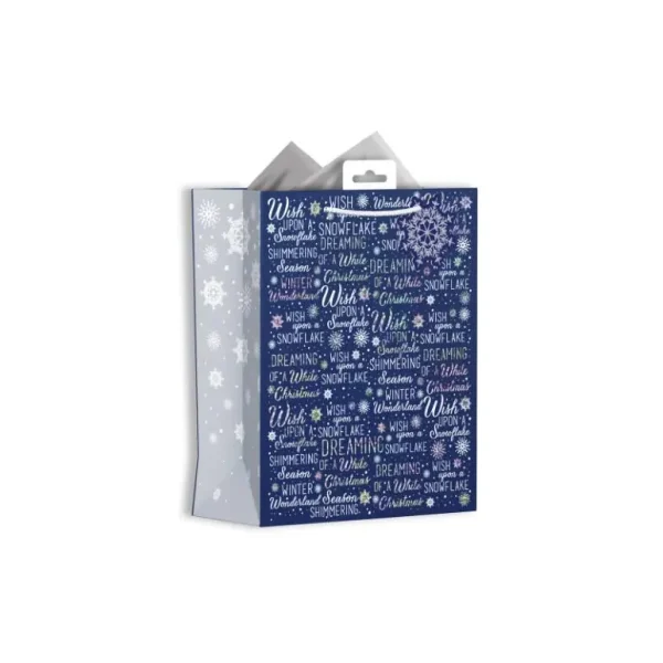 CHRISTMAS MEDIUM GIFT BAG - NAVY BLUE CHRISTMAS TEXT