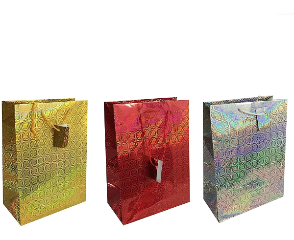 Pack Of 12 COUNTY HOLOGRAPHIC GIFT BAG MEDIUM