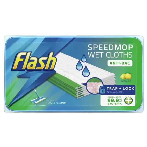 FLASH SPEEDMOP ANTI BAC REFILL PADS LEMON PACK OF 24 WITH TRAP LOCK