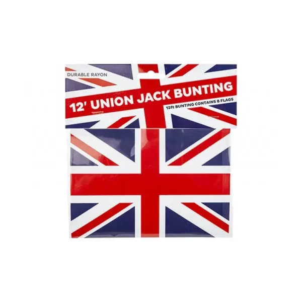 UNION JACK RAYON BUNTING 12FT WITH 8 FLAGS