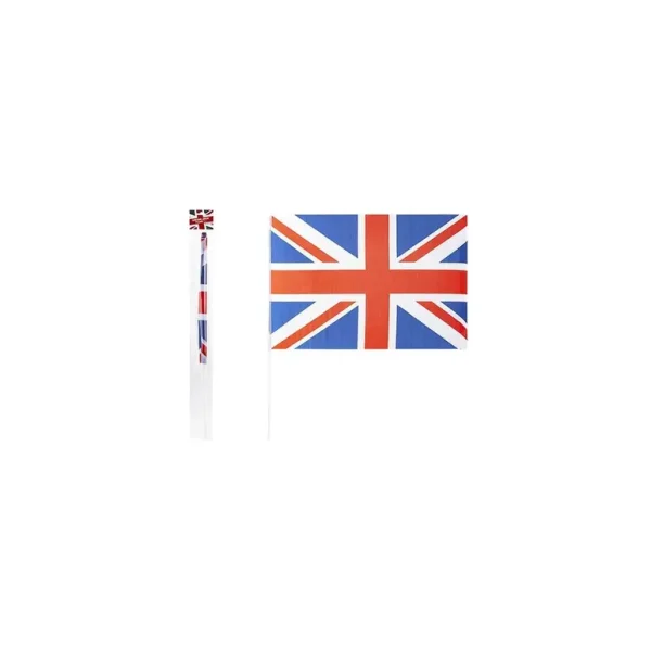 UNION JACK HAND WAVING FLAG WITH STICKS 12 INCH X 8 INCH PACK OF 4