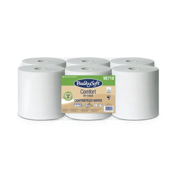 PACK OF 6 BULKYSOFT COMFORT CENTERFEED WHITE 2 PLY 362 SHEET 170 MM X 145M