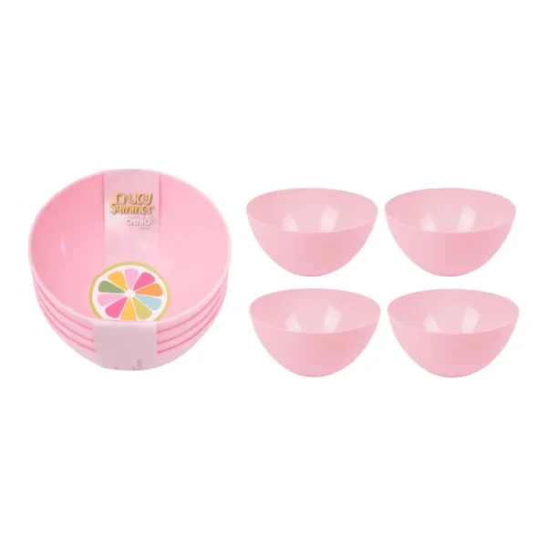 BELLO PLASTIC BOWL 500ML PACK OF 4 - PINK