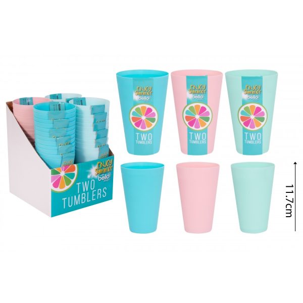 BELLO PLASTIC TUMBLERS 414ML / 14OZ PACK OF 2