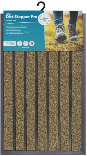JVL DIRT STOPPER PRO SCRAPER DOOR MAT 45CM X 75 CM - BEIGE