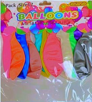 GSD METALLIC MULTICOLOUR BALLOONS PACK OF 12