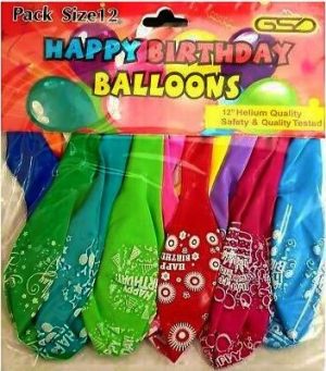 GSD MULTICOLOUR HAPPY BIRTHDAY BALLOONS PACK OF 12