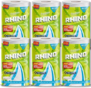 FREEDOM RHINO MEGA 2 PLY KITCHEN TOWEL 200 SHEETS 6 ROLLS