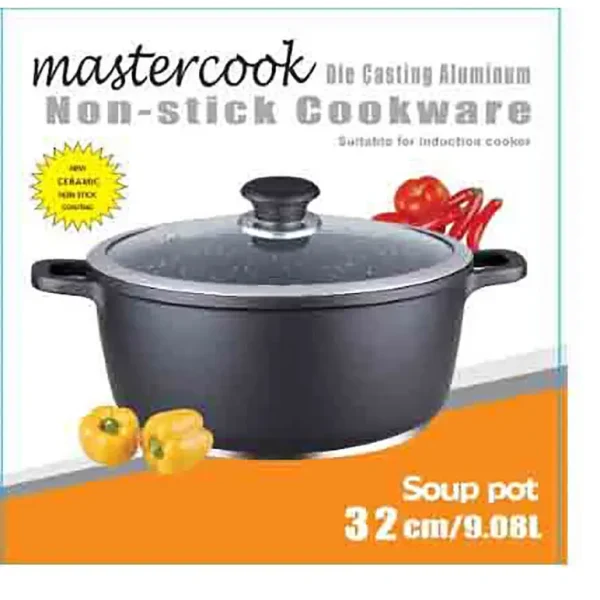 MASTERCOOK DIE CAST ALUMINIUM NON-STICK STOCKPOT WITH LID 32CM