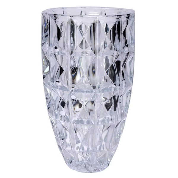 LARGE CRYSTAL CLEAR GLASS VASE 24CM X 13CM