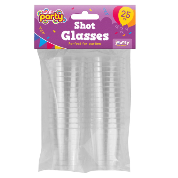 JAUNTY PARTWARE CLEAR PLASTIC SHOT GLASSES PACK
 OF 25