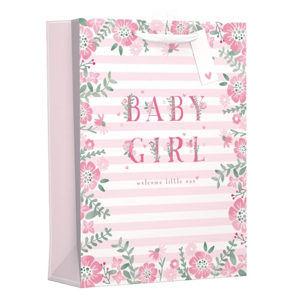 BABY GIRL MEDIUM GIFT BAG - PINK FLOWER