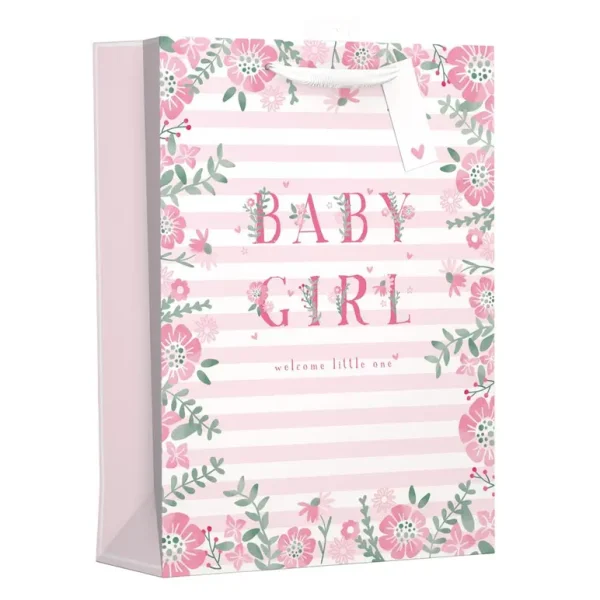 BABY GIRL EXTRA LARGE GIFT BAG - PINK FLOWER