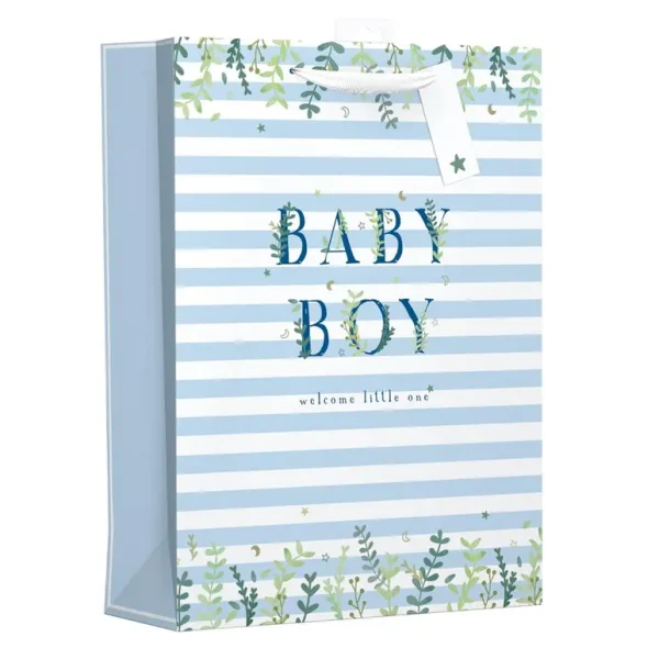 BABY GIRL EXTRA LARGE GIFT BAG - BLUE STRIPE