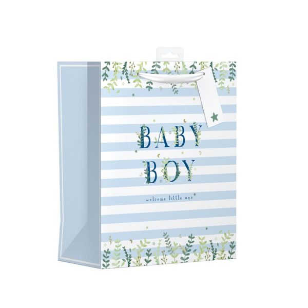 BABY GIRL LARGE GIFT BAG - BLUE STRIPE