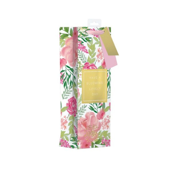 SPRING FLORAL BOTTLE GIFT BAG