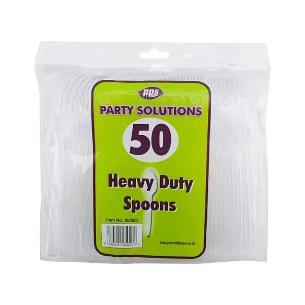 PPS HEAVY DUTY CLEAR PLASTIC SPOONS PACK OF 50