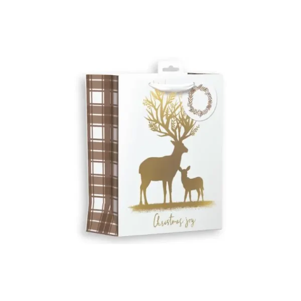 CHRISTMAS LARGE GIFT BAG - GOLD STAG CHIRSTMAS JOY