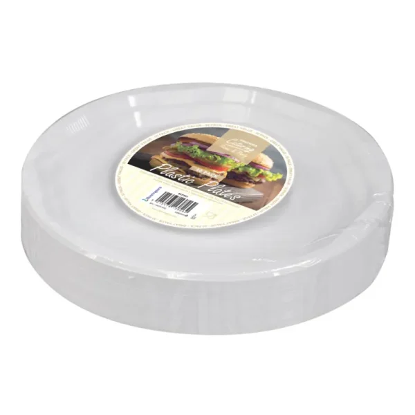 KINGFISHER WHITE DISPOSABLE PLASTIC PLATES 25CM 10" PACK OF 50