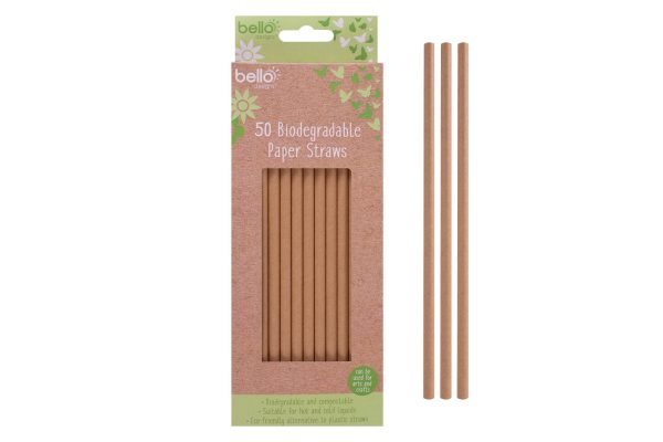 BELLO BIODEGRADABLE KRAFT PAPER STRAWS 5 PACK OF 50