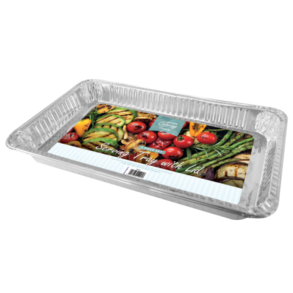 KINGFISHER FOIL SERVING TRAY WITH LIDS 33CM X 53CM X 5.5CM