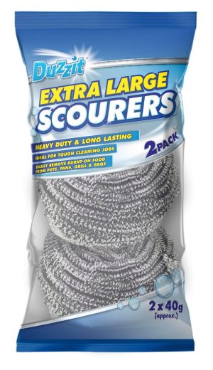 DUZZIT EXTRA LARGE SCOURING / SCRUBBING BALL 40G PACK OF 2