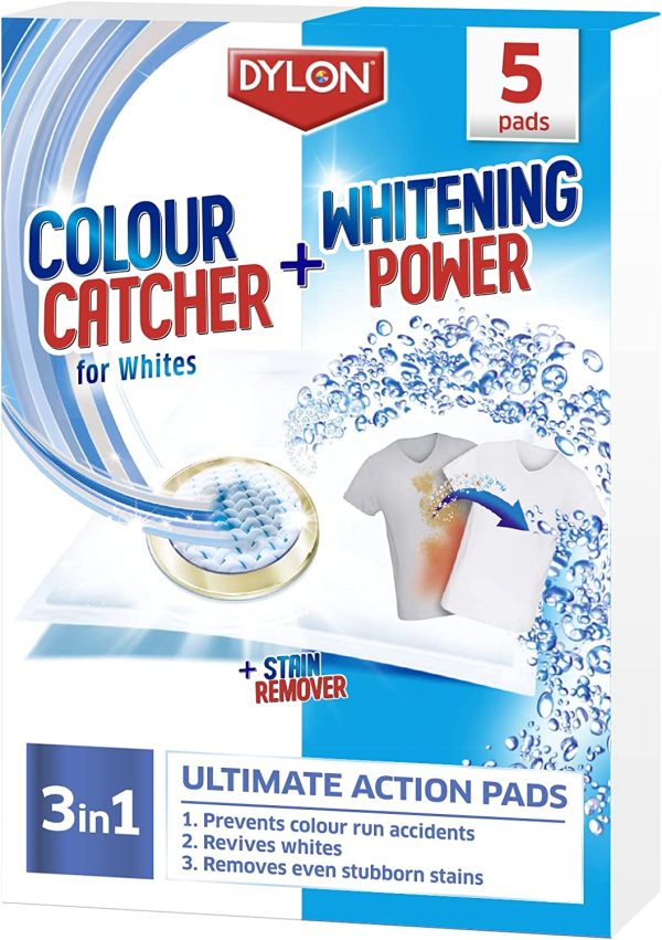 DYLON 3 IN 1 COLOUR CATCHER WHITENING POWER & STAIN REMOVER 30G PACK OF 5