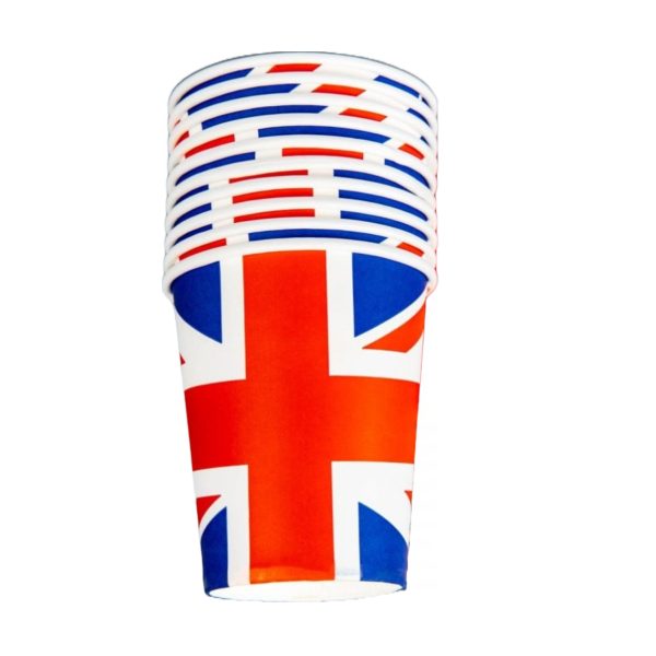 SHATCHI UNION JACK PARTY PAPER CUPS PACK OF 10