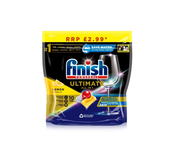 FINISH POWERBALL ULTIMATE ALL IN 1 LEMON DISHWASHER TABLETS PACK OF 10 PM 2.99