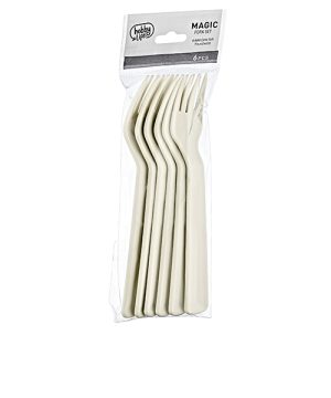 HOBBY LIFE ASSORTED COLOUR MAGIC REUSABLE PLASTIC FORK PACK OF 6