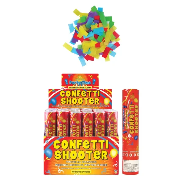 PARTY TIME MULTICOLOUR PAPER CONFETTI SHOOTER 20CM