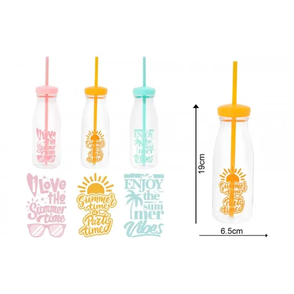 BELLO ASSORTED COLOUR BOTTLE WITH STRAW 525ML